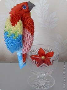 модульное оригами - изготовление попугайчика.